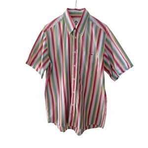 Vintage Lacoste Men’s Striped Colourful Button Up Shirt Size 40 EU Medium US